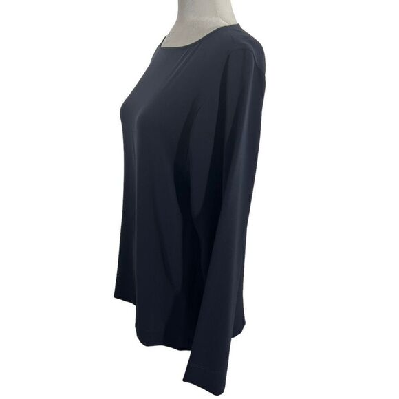 Ellen Tracy NWT Navy Solid Long Sleeve Women’s Boat Neck Blouse Top Size 10 - Picture 4 of 12